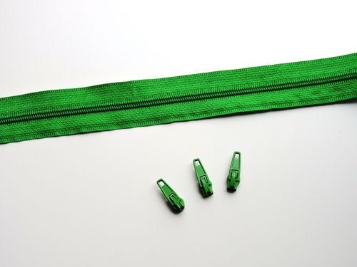 Endlosreißverschluss 1m mittelgrün (inkl. 3 Zipper)