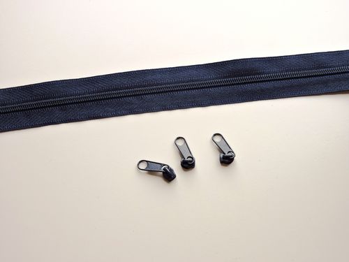 Endlosreißverschluss 1m dunkelblau (inkl. 3 Zipper)