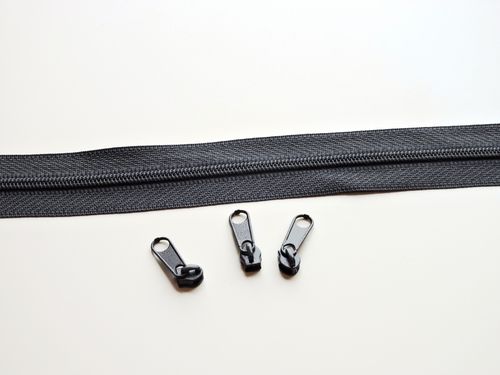Endlosreißverschluss 1m dunkelgrau (inkl. 3 Zipper)