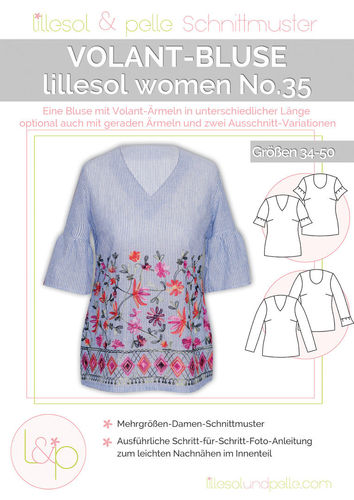 Papierschnitt lillesol woman No.35, Volant-Bluse
